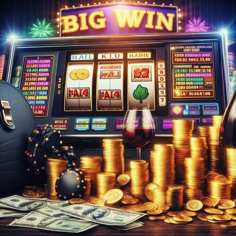 Black slot machine coins wins the jackpot. Big win casino concept